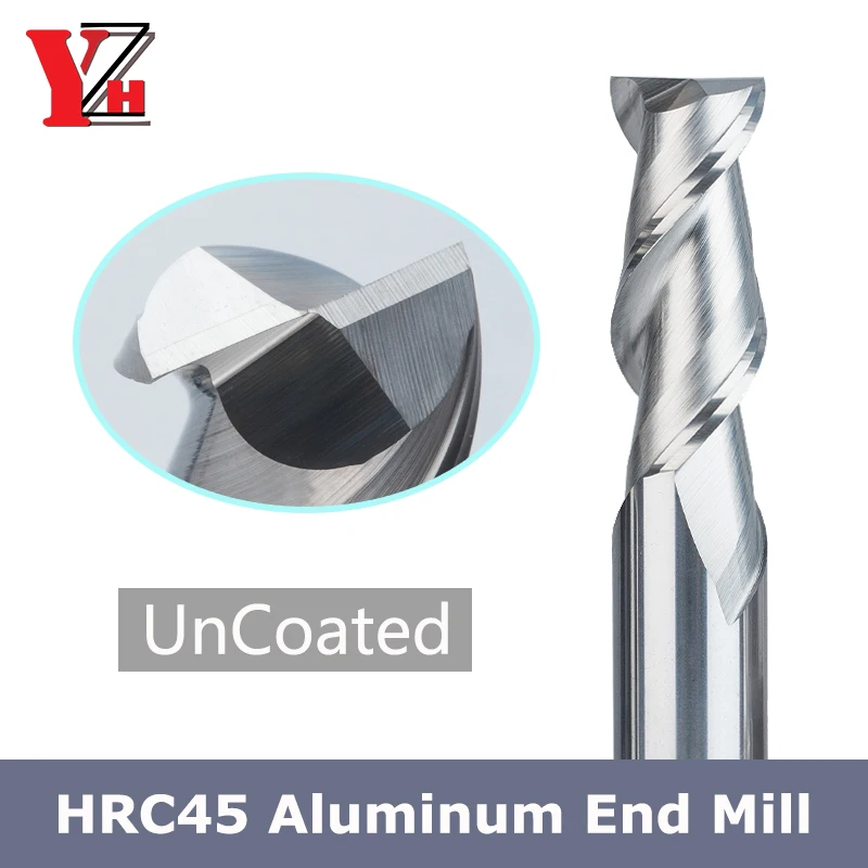 

YZH HRC45 Aluminum End Mill CNC 2 Flutes Carbide Milling Cutter Tools 1 to 20mm For Aluminum Copper