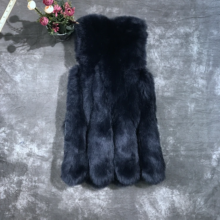 down parka Spring Autumn Winter Women 60cm Long Fashion Style Faux Fox Fur Vest Fake Material Model 063 down puffer coat