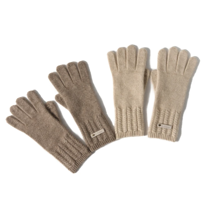 100% Premium Cashmere Gloves Cable Knit Cuff Lady Touchscreen Finger Hole Winter Women Warm Soft Luxurious Texture Gloves Female