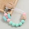 Baby Round Wood Dummy Holder Clip Silicone Cartoon Bow Bead Pacifier Chain For Care Teether Chew Toy Baby Pacifier Soother Chain 6