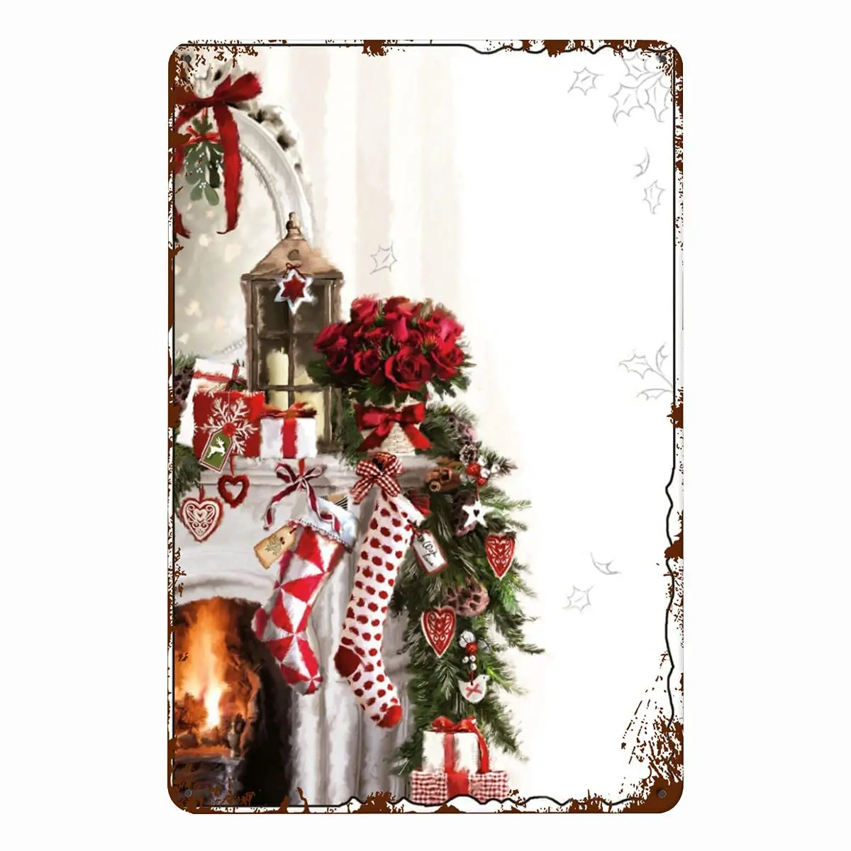 

Vintage metal Board Hanging Signs Fireplace Christmas Stocking Gift Poster Home Bar Cafe Man Cave Shop Wall Decor Christmas Day