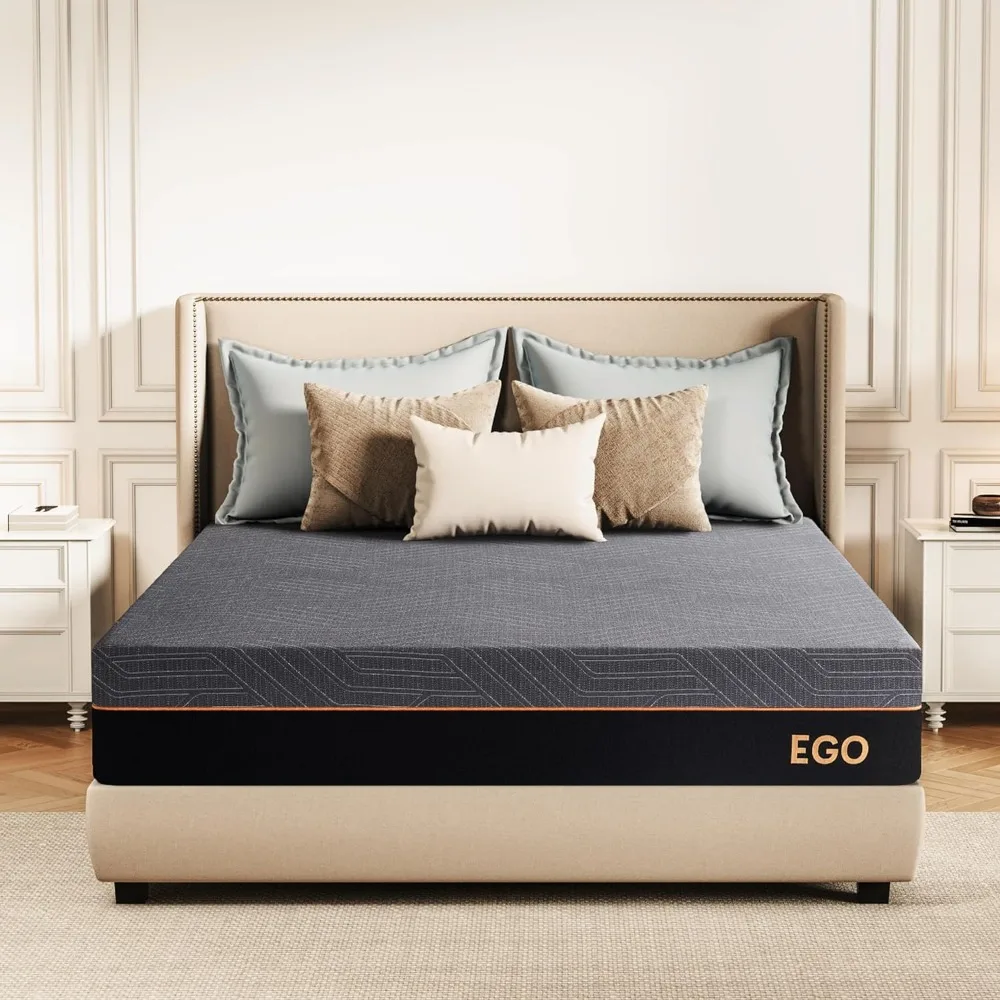 

EGOHOME 12-дюймовый матрас с пенным наполнителем с эффектом памяти для облегчения боли в спине, охлаждающий гелевый матрас в коробке, Сделано в США, сертифицировано CertiPUR-US