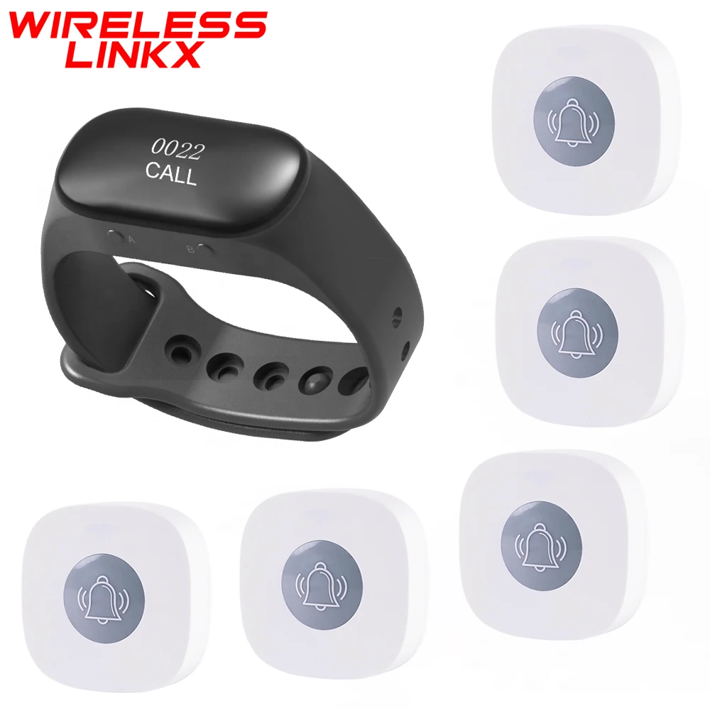 Wireless Calling System Restaurant Pager Waterproof Breakproof Waiter Wristband For Plant Hospital Bar Cafe