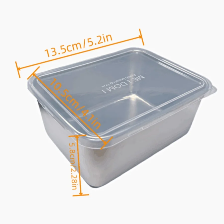 Stainless Steel Crisper Fresh-keep Food Container Rectangle Picnic Bento Tray Refrigerator Freezer Storage Box Restaurant Plate