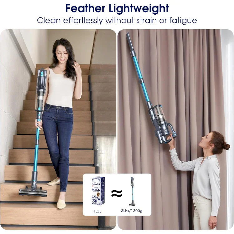 35,000pa Cordless Vacuum Cleaner, Max 50 Minutes, Lightweight Cordless Cleaners for Home, Stick and Handheld Vacuum for Carpets, 6