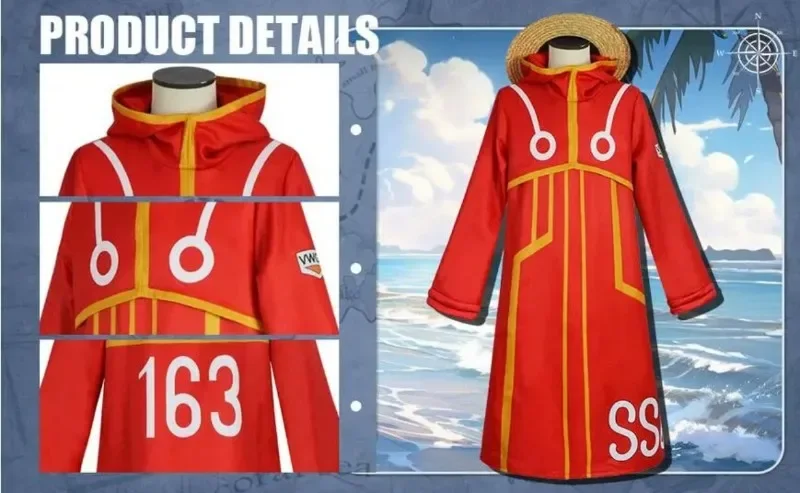 One Piece Monkey D Luffy Egghead Island Robe Cosplay Costume