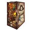 DIY Wooden Bell's Mystery Book Nook Shelf Insert Miniature Model Kits Bookshelf with Light Bookend for Friends Birthday Gifts 6