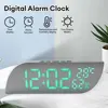 Digital Alarm Clock Temperature Humidity Date Mirror Clock Unlimited Snooze Table Clock 12/24H Night Mode Clock USB AAA Powered 1