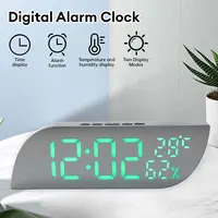 Digital Alarm Clock Temperature Humidity Date Mirror Clock Unlimited Snooze Table Clock 12/24H Night Mode Clock USB AAA Powered 1