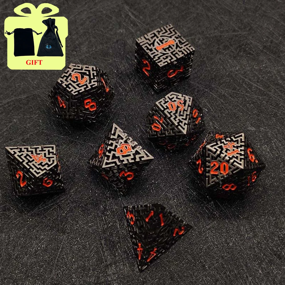 7Pcs Dragon Hollow Metal DND Dice Set for Dungeon 7 D&D Die Set with Metal Gift for Dungeons & Dragon Game Polyhedral Dice D20 dungeons 3 dlc 02 evil of the caribbean pc