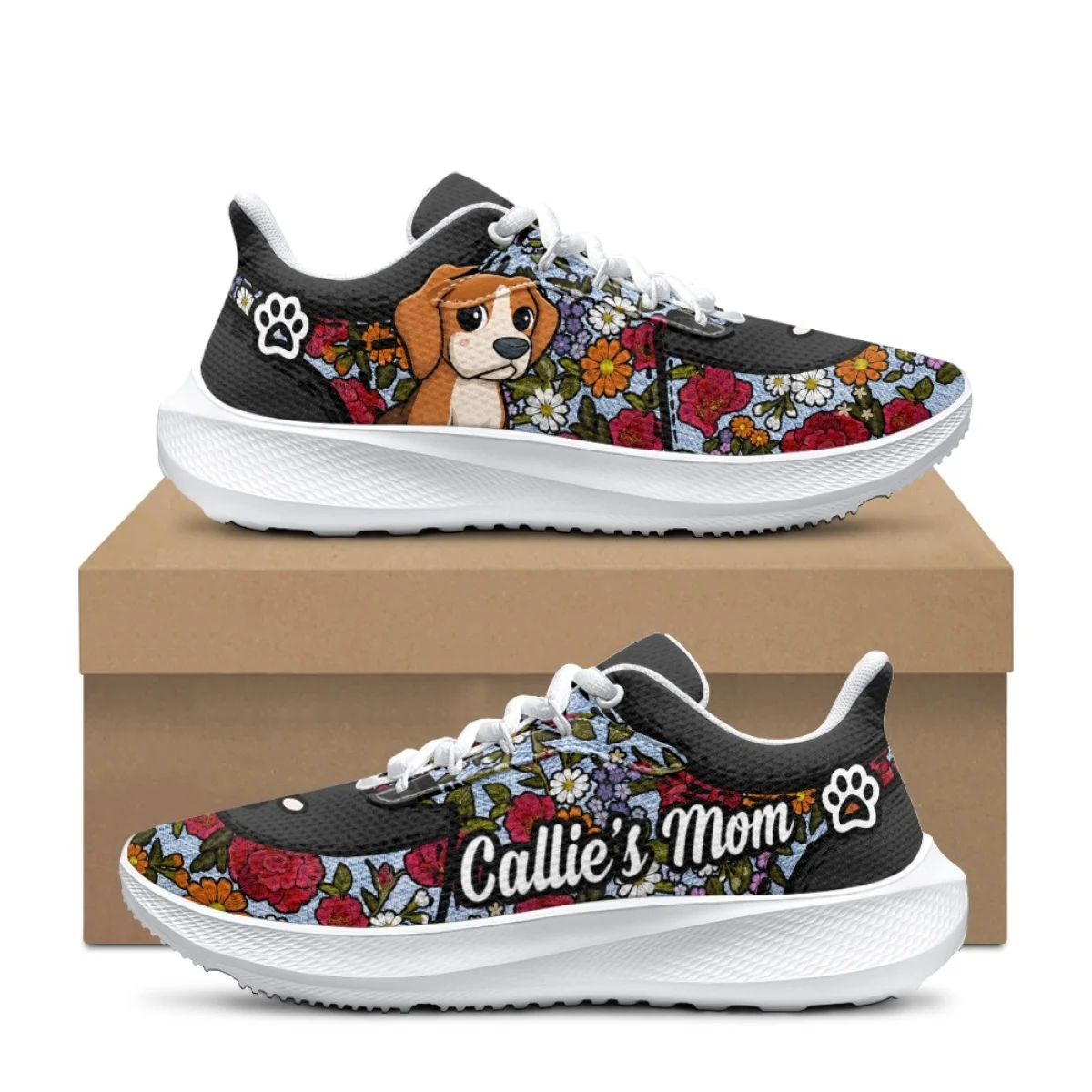 

Dog Beagle Printing Shoes for Ladies Flowers Pattern Dirt Resistant Flats for Female Fashion Trend Comfort Soft Women’s Sneakers
