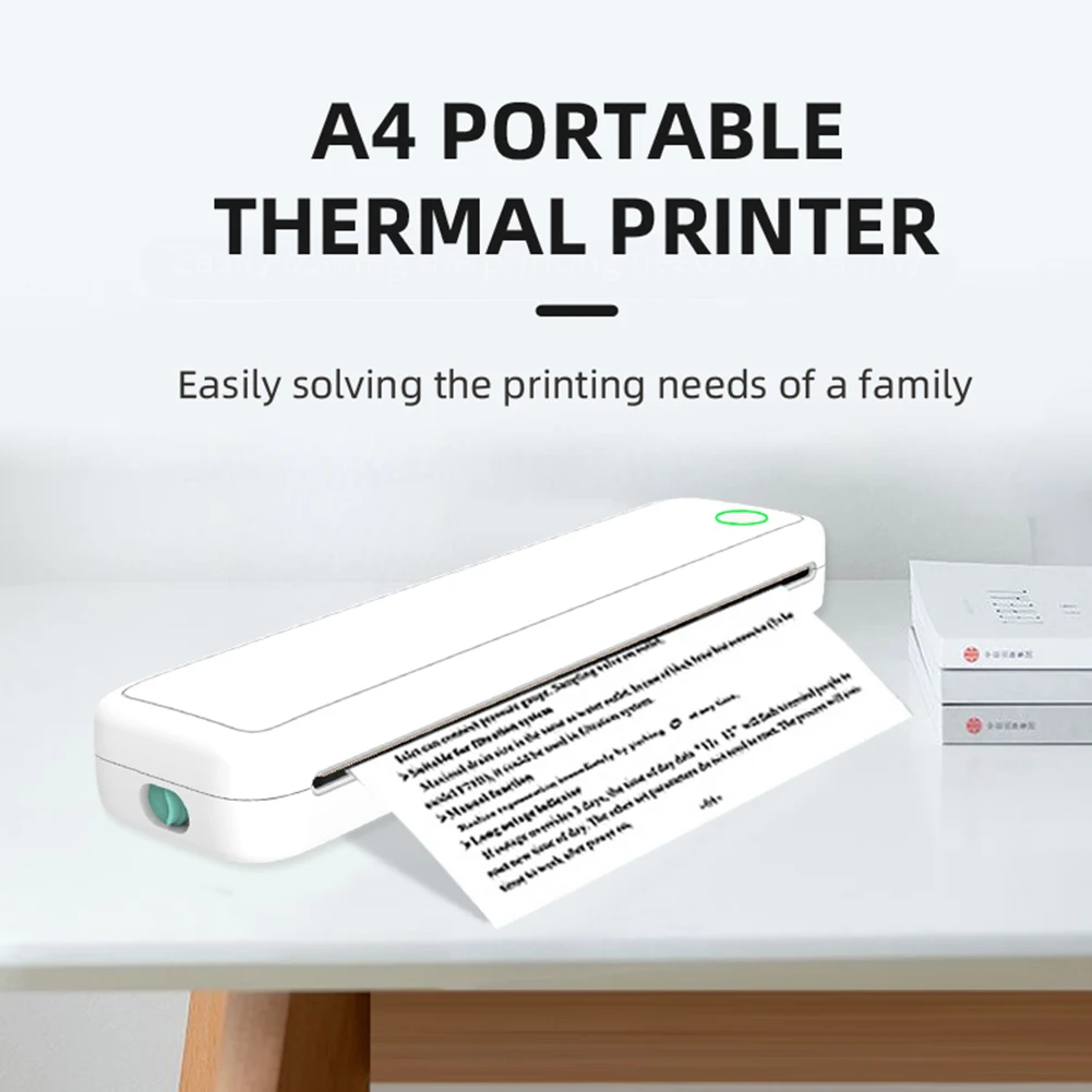 A4 Portable Thermal Printer Inkless Bluetooth-Compatible Min Portable A4 Label Maker Document Printing Maker for Smartphone & PC