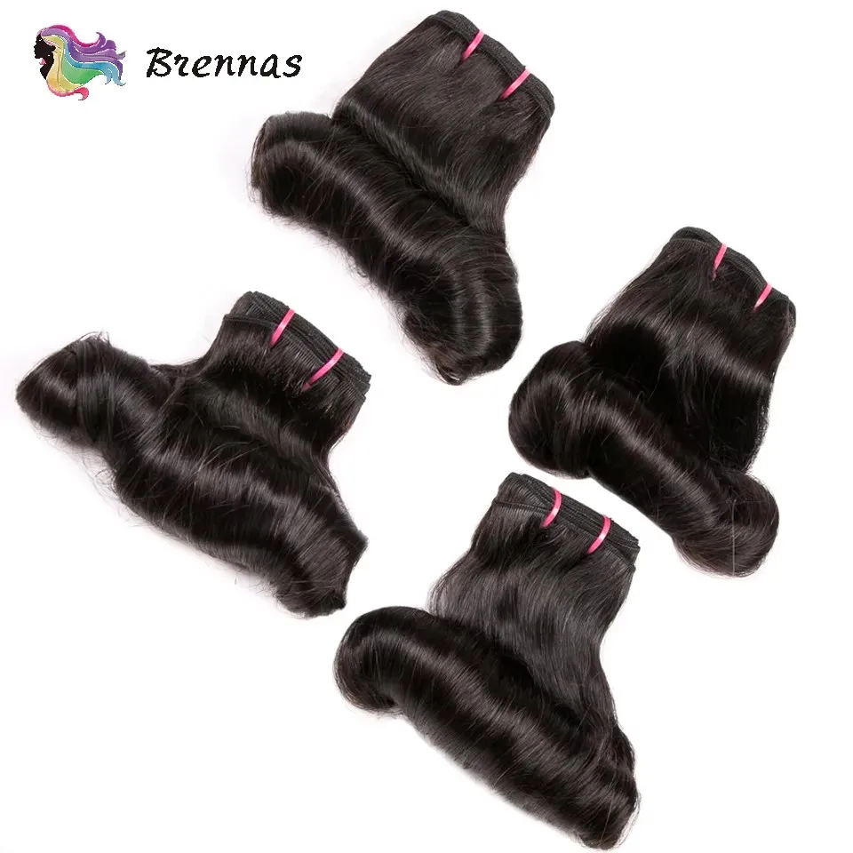 Funmi Hair Bouncy Curl Human Hair Bundles For Women Human Natural Color Double Drown Brazilian Spring Curl 3 Bundles Deal