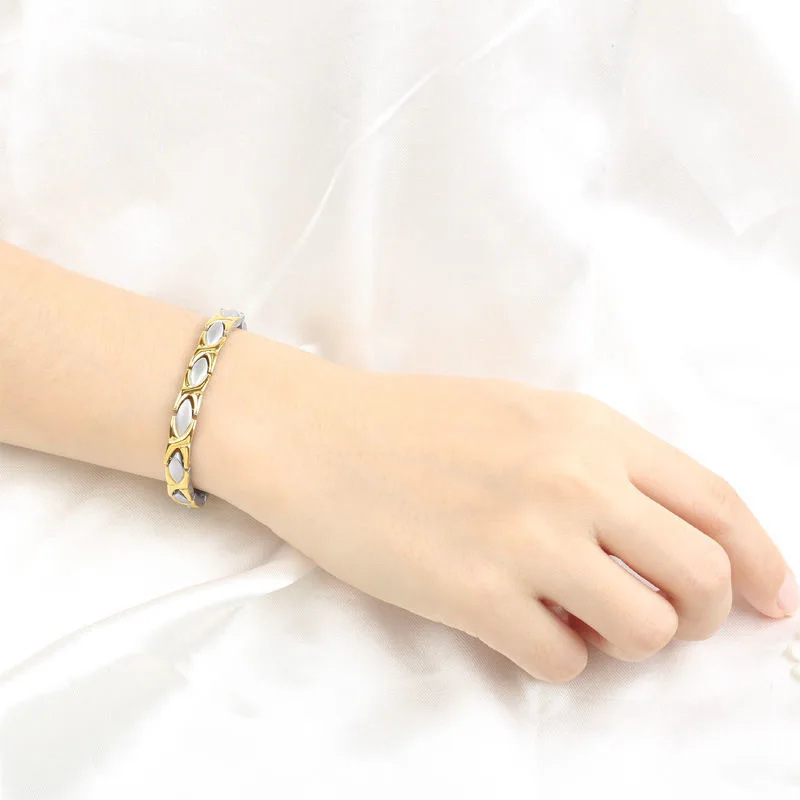 Men Women Cross Magnetic Bracelets Titanium Steel Bracelet with Magnets Adjustable Length Magnetic Field Therapy Drop Shipping