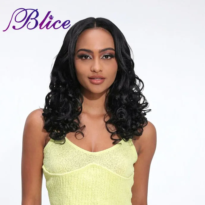 Blice 합성 가발 중간 부분 곱슬머리 여성 가발 천연 헤어 라인 20인치 긴 ..