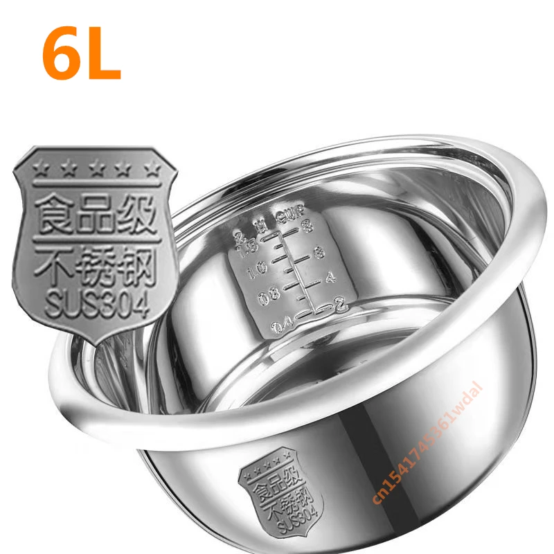 

High Quality 304 stainless steel rice cooker inner container Non stick Cooking Pot Replacement Accessories Rice Cooker liner 6L