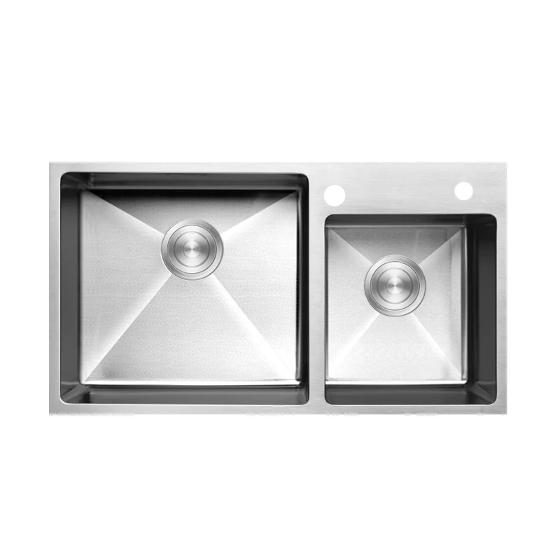 ASRAS 304SUS Stainless steel kitchen classic thick practical double basin sink, handmade 7843A 780-430mm