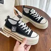 2024 New Women's Black Platform Canvas Sneakers Lace-up Comfortable Shoes Fashion Outdoor Multi-functional Sports Canvas Shoes 4