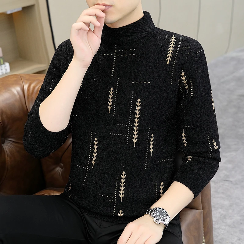 

2023 Winter Men Sweater Half Turtleneck Mens Sweaters Top Quality Pull Homme Thick Warm Knit Pullover Men