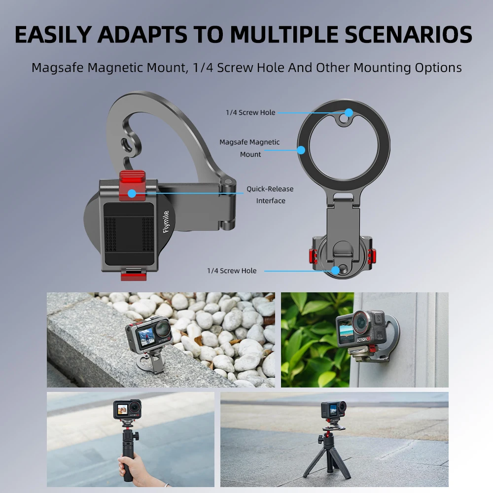Flymile Magnethalterung, für DJI Osmo Action 6/Nano-Zubehör, Magsafe-Halterung für iPhone 17 16 15 14 13, mit 1/4 Schraubenloch – Detail 19