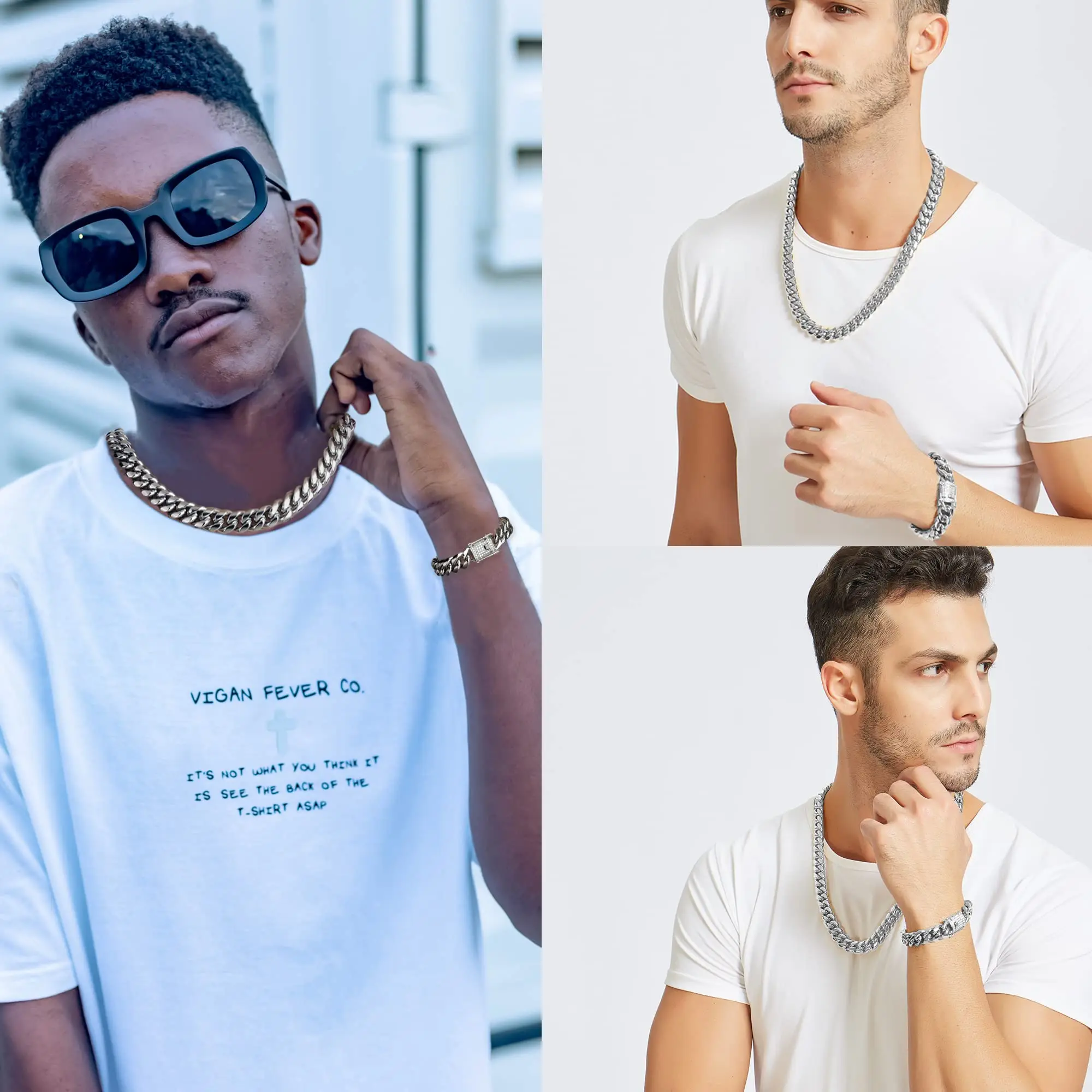 Catena cubana in oro da 3 mm, collana da uomo con catena in oro, catena da uomo in oro 18 carati, catena per gioielli da uomo - Regali di San Valentino per