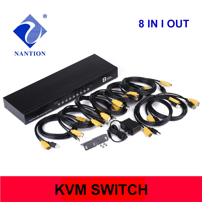 KVM 스위처 8 포트 HDMI 호환 8 IN 1 아웃 USB 모니터 공유용 USB 키보드 마우스 적응형 EDID/HDCP MT-801HK-C