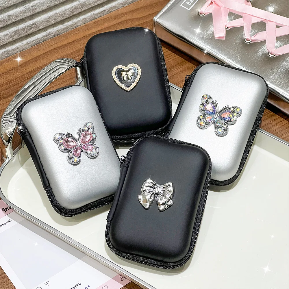 3D borboleta fone de ouvido cabo de dados sacos de armazenamento carregador banco de potência caixa retangular bolsa com zíper bolsa de bolso