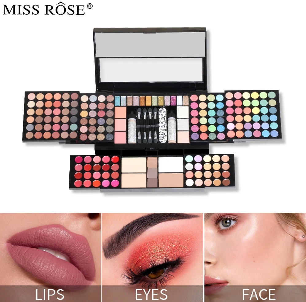 MISS ROSE Make-up Kit ALL IN ONE Full Facial Makeup Set Eye Shadow Lip Gloss Eyeliner Makeup Brushe Cosmetics Bag Product eye makeup set makeup set makeup kit