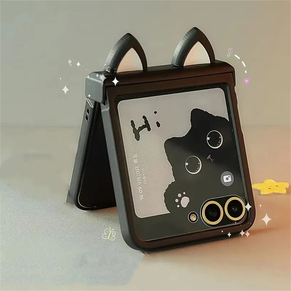 Cute Cat Ears Hinge Phone Case with Ultra Cover Design