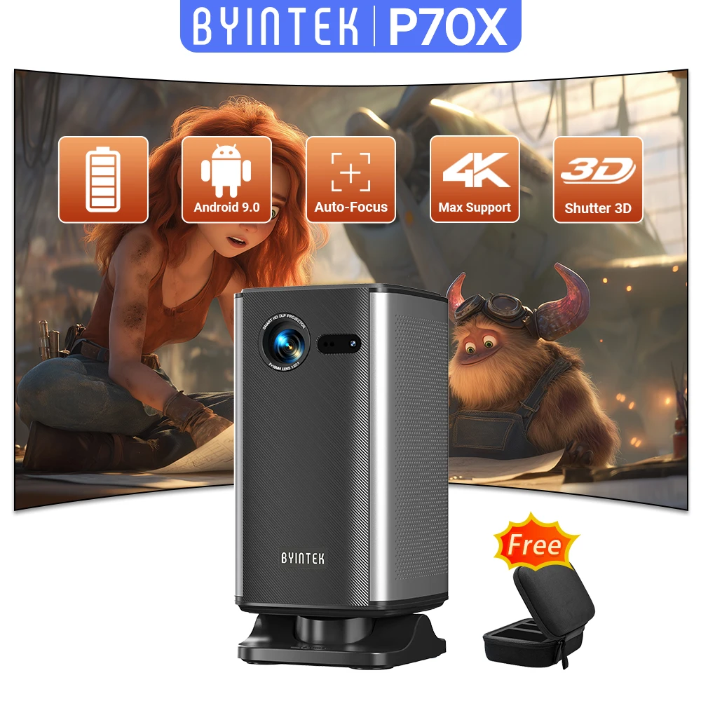 بروجكتر BYINTEK P70X Mini Projecto 4K محمول مع بطا...