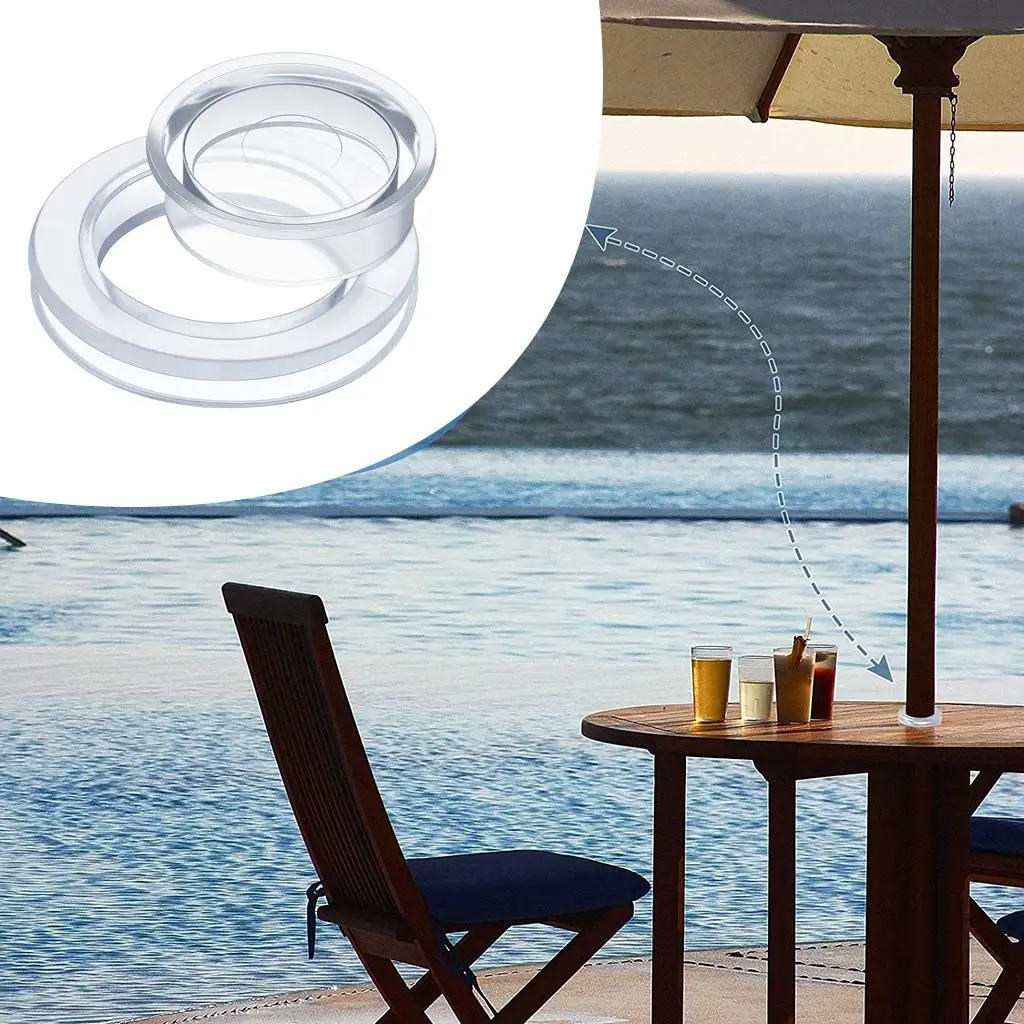 Umbrella Thicker Hole Ring Plug and Cap Set for Glass Outdoors Patio Garden Deck Table 2 Inch Clear Standard Size umbrella repair parts