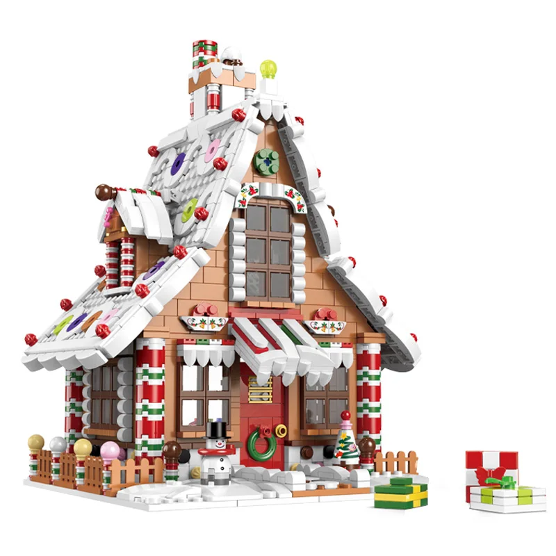 2023 Winter Village Christmas Scene Christmas Gingerbread House Building Blocks Model Action For Children Model Toys Gift