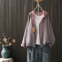 Large size blouses for women autumn spring hooded long sleeve single-breasted shirts adjustable women's clothing - Image 2