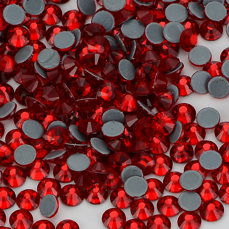 SS6-SS30 Glass Flatback Rhinestone Glitter Crystal Iron On Diamond Hotfix Rhinestones for DIY Clothes Fabric Red