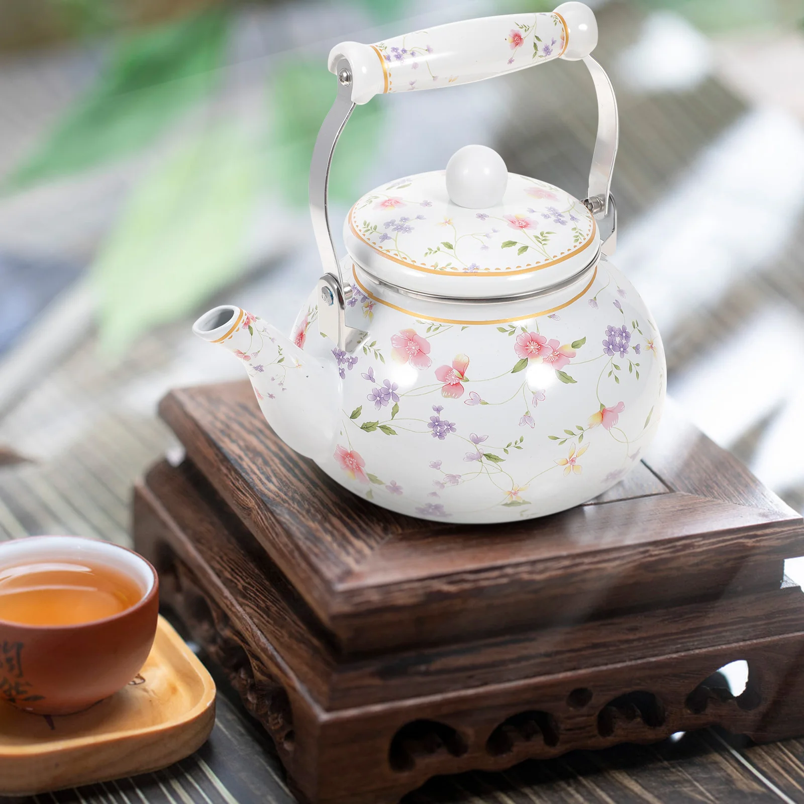 Retro Enamel Kettle Enameled Teapot For Stove Water Boiling Pot Vintage Tea House Teapot Kitchen Dining Bar Water Kettles