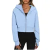 Women Long Sleeve Zip Up Hoodies Cropped Sweatshirts Fall Spring 2024 Outfits Casual Hooded Tops 3