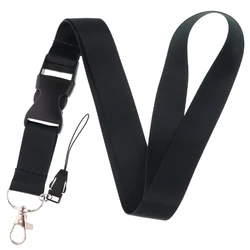 Solid Black Neck Strap with Buckle for ID Cards and Accessories (2)