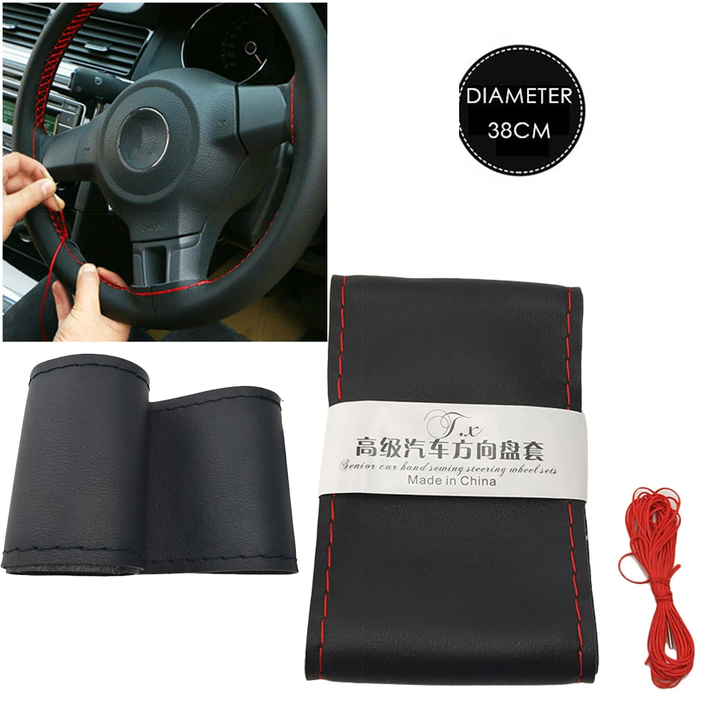 Steering Wheel Cover 1/2PCS 36cm/40cm Soft Leather Braid For Automobiles