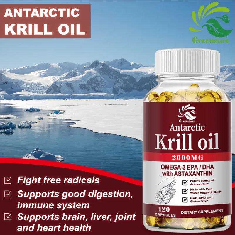 

60/120 Pcs Krill Oil Capsules - Pure Omega 3 Fatty Acids EPA/DHA Astaxanthin Softgels