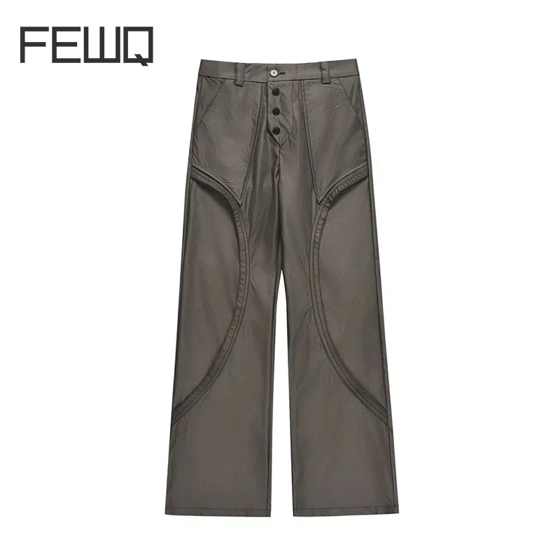 

FEWQ Men's Jeans Vibe High Street Design Spliced Straight Casual Pants Trendy Wide Leg 2023 Male Trousers Autumn 24X2025