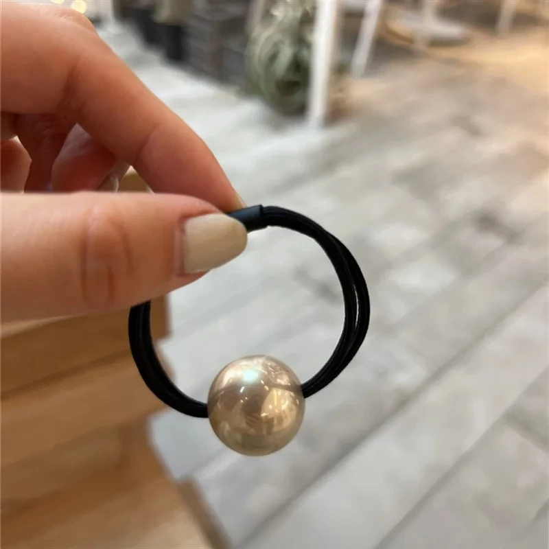 1PC Champagne Large Ball Service Rope Versatile Elastic Rubber Band Net Red Hair Circle Girl's Ball Head Rope Elastic Hair Bands