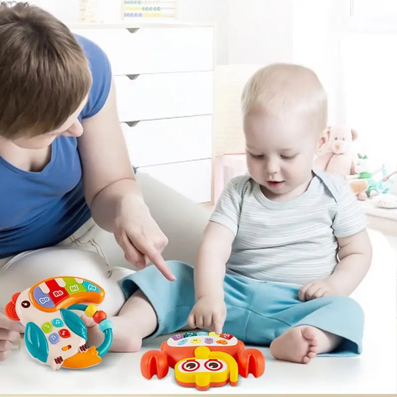 

Игрушка-пианино для младенцев, музыкальная игрушка на батарейках, клавиатура-краб, Интерактивная игрушка в форме птицы, музыкальный инструмент для раннего развития