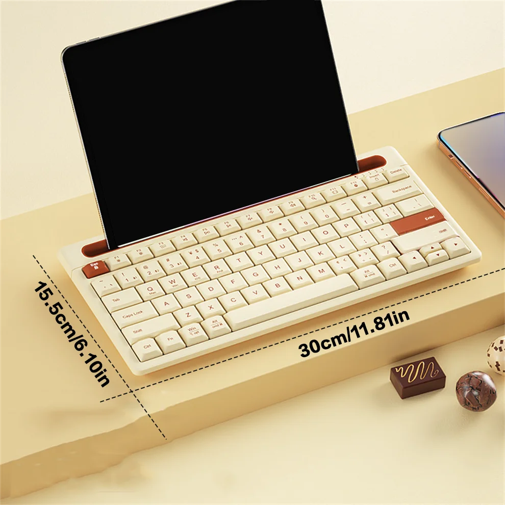 Ergonomic Bluetooth Wireless Keyboard with Integrated Stand, Portable 79-Key Travel Keyboard