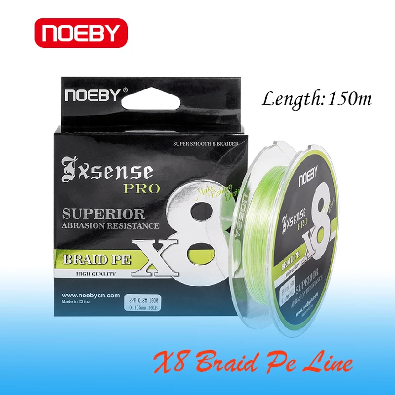 

Noeby PE 8 Braided Main Fishing Line 150m 14-60LB Superior Abrasion Resistance Smooth Long Casting X8 Fluorescent Green Lure