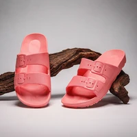 2024 Summer Kid Slippers Sandals Boy Girls PVC Flats Soft Bottom Girls Kids Trend Double Buckle Slides Beach Shoes For Children 2