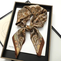 Bohemian Style Print Luxury Brand Silk Square Scarf Women Satin Shawls Neckerchief Wrap Scarves Bandana Hair Hjiab Floral - Image 2