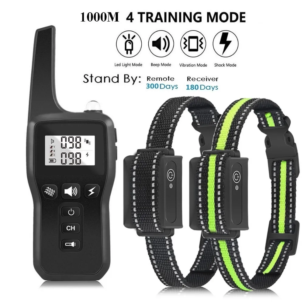 1000MPetDogTrainingCollarIP67WaterproofRechargeableBeep