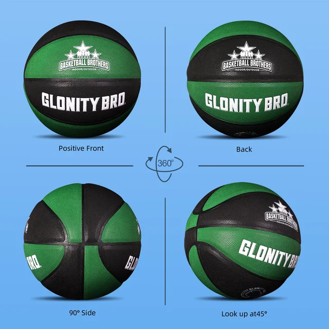 High Quality Black Green Size5/6/7 PU Competition Basketball In&Outdoor Standard Ball Men's&Women's Dribbling Training Ball Team 6