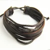 Pulsera de cuero multicapa tejida a mano para hombre