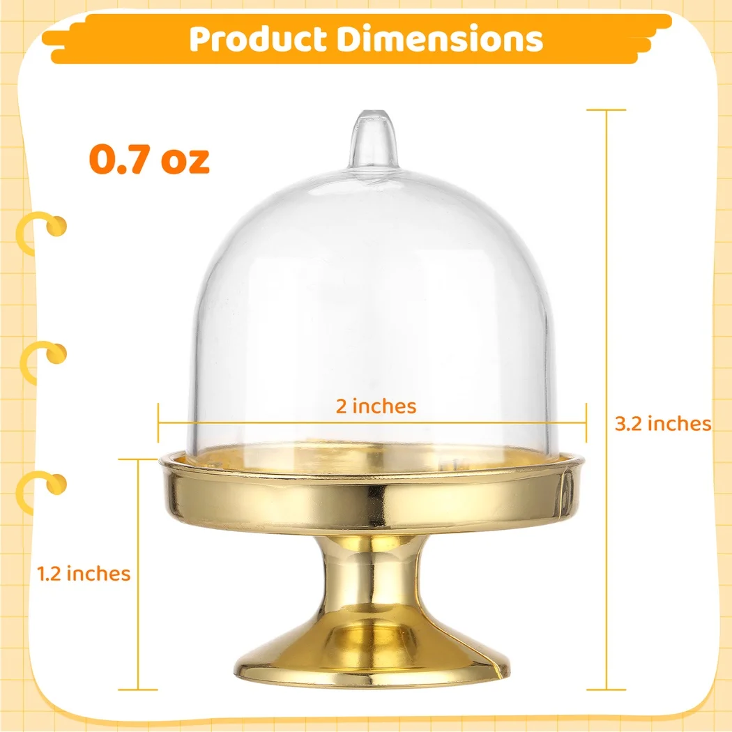 36Pcs Plastic Mini Cake Stands Cupcake Stands Dome Cover Candy Chocolate Containers Dessert Display Plates For Wedding Birthday